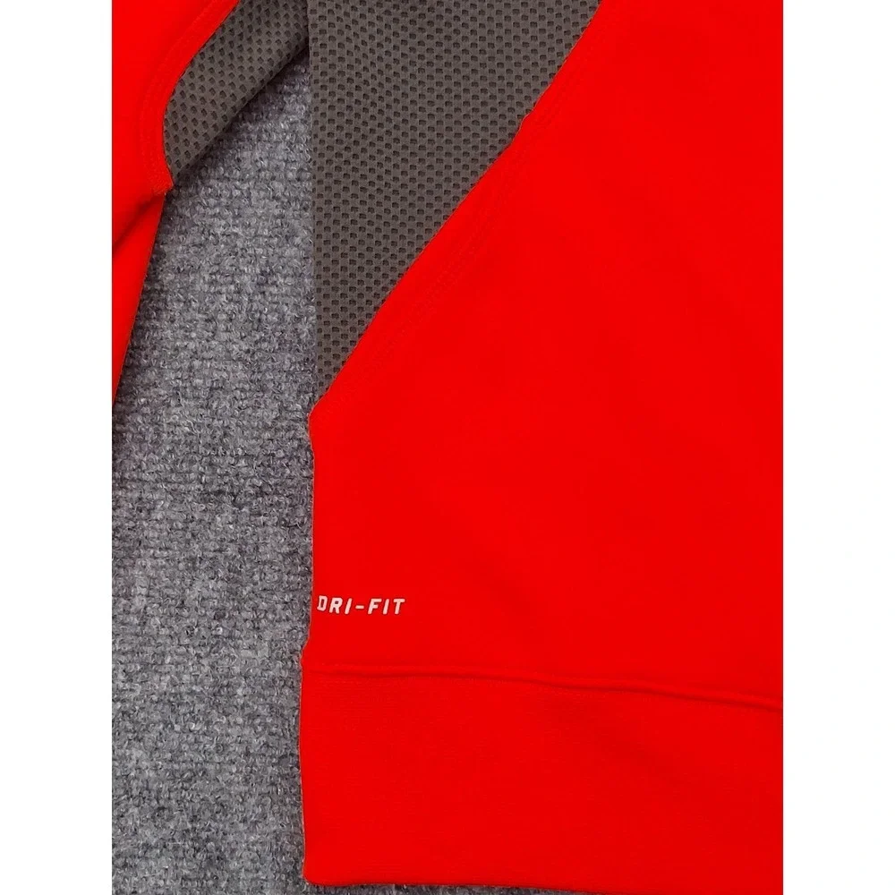 Nike Dri-FIT Jacket Youth Large Orange Gray Full Zip Track Swoosh‎ Athletic